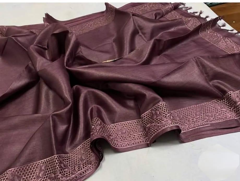 Silk Mark Certified Pure Tussar Cutwork saris