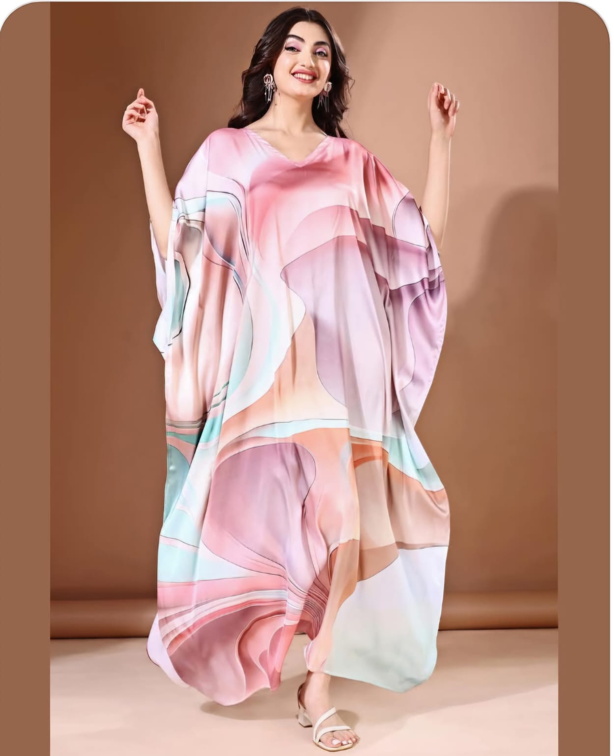 Soft, Trendy & Vibrant Satin Kaftan