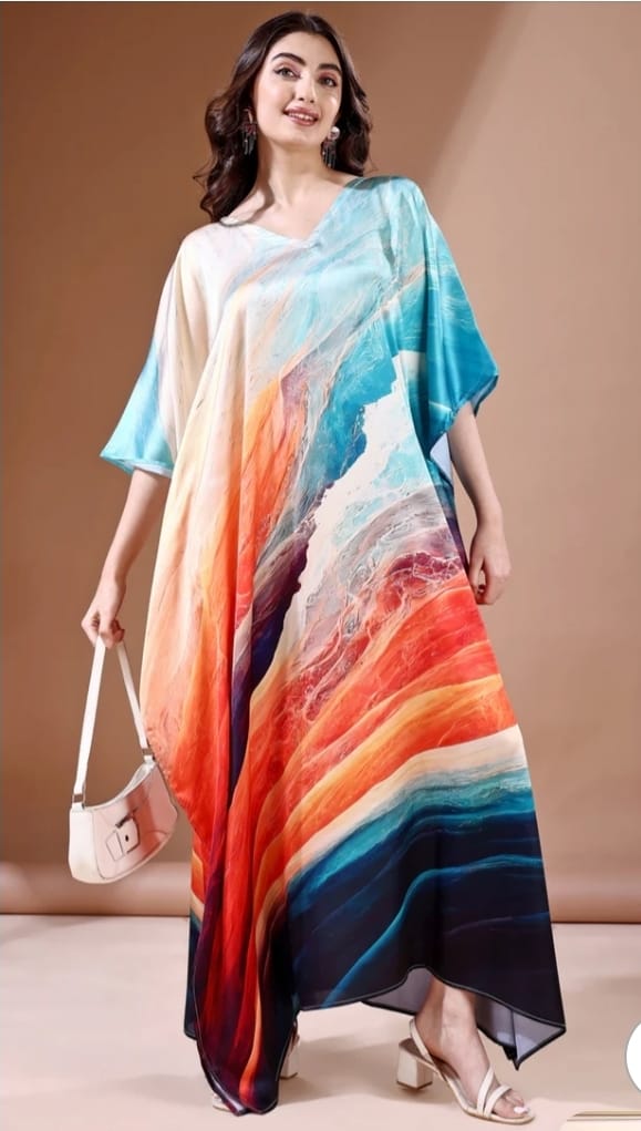 Soft, Trendy & Vibrant Satin Kaftan