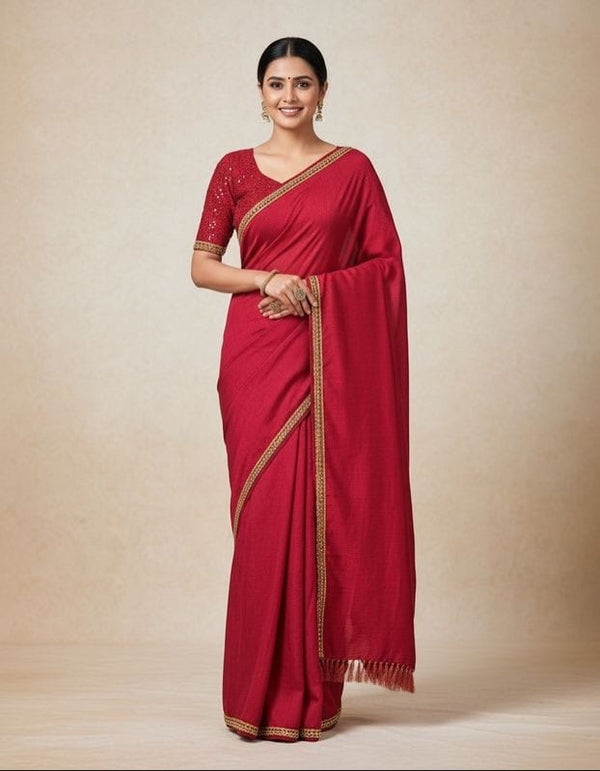 Sangria Red Shade Saree