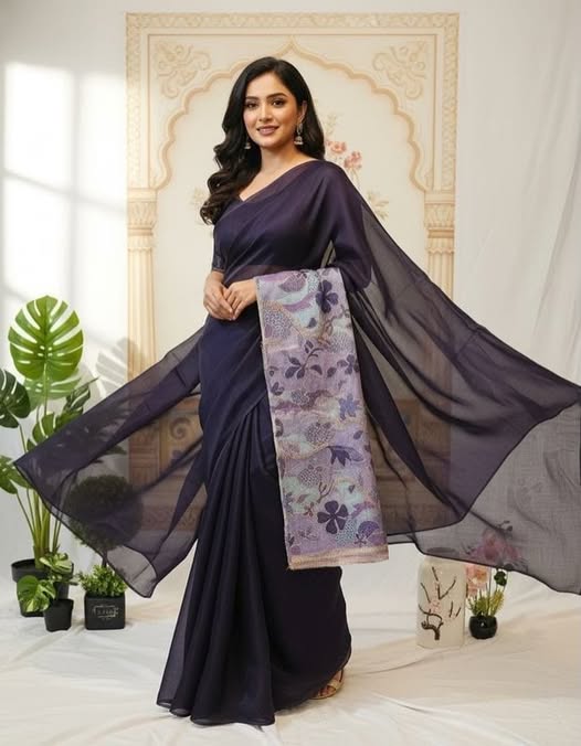 Slate Floral Saree