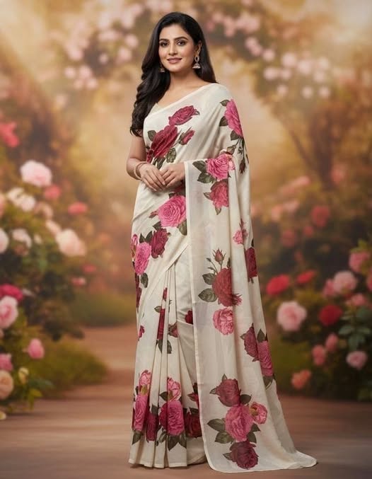 White Floral saree