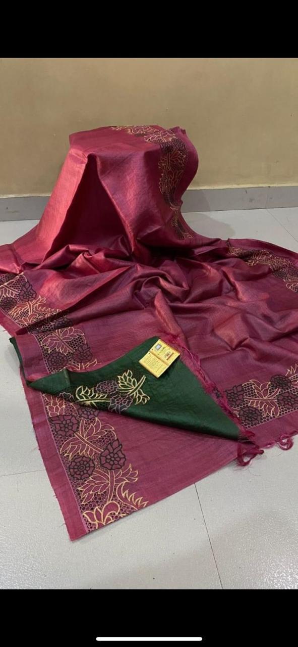 Silk Mark Certified Pure Tussar Cutwork saris