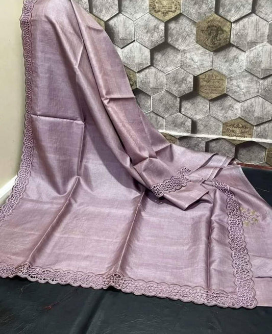 Silk Mark Certified Pure Tussar Cutwork saris