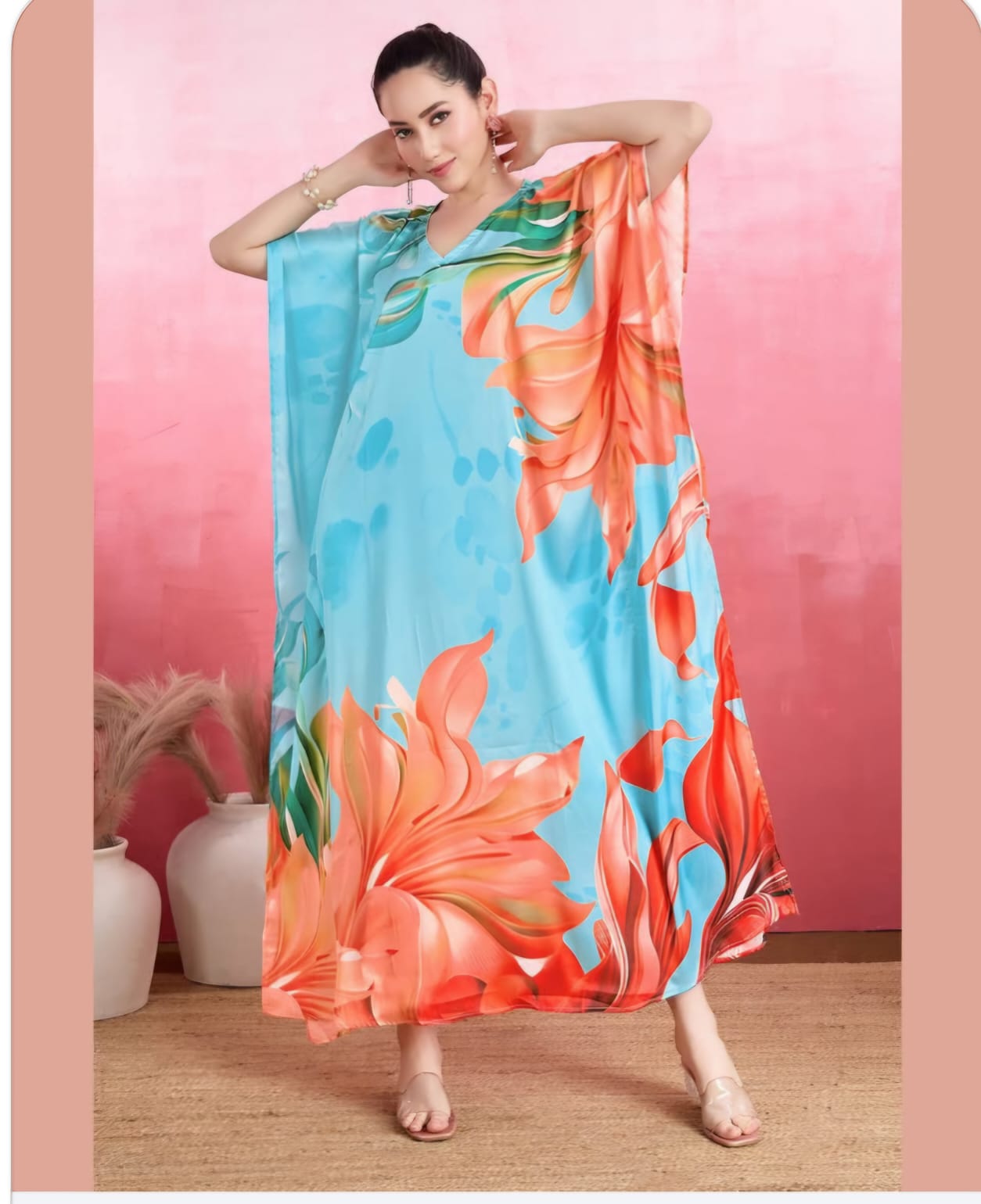Soft, Trendy  & Vibrant Satin Kaftan