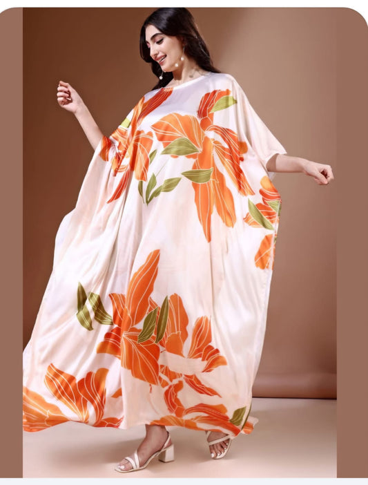 Soft, Trendy  & Vibrant Satin Kaftan