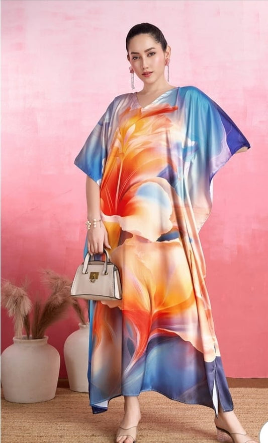 Soft, Trendy  & Vibrant Satin Kaftan