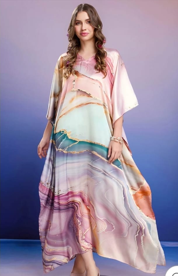 Soft, Trendy  & Vibrant Satin Kaftan