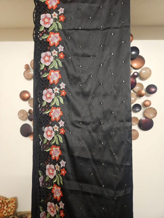 Cutwork embroidered saris in premium Satin fabric