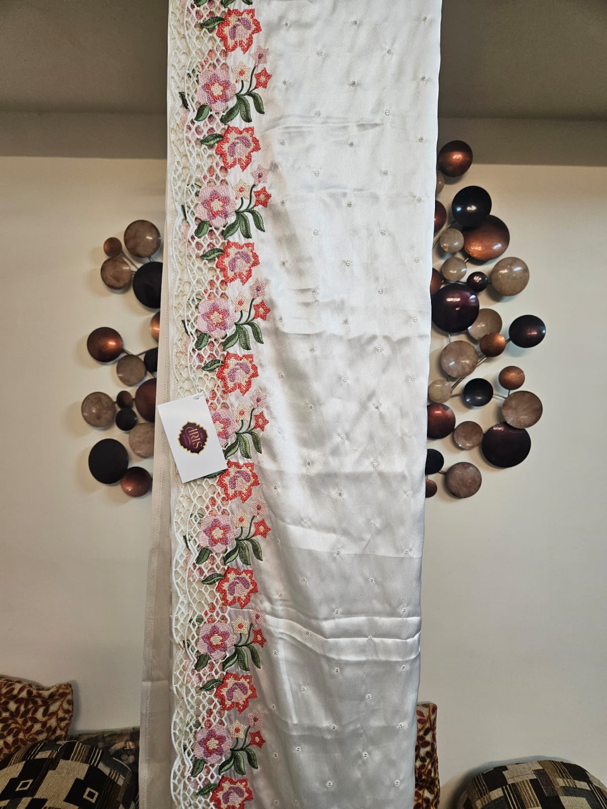 Cutwork embroidered saris in premium Satin fabric