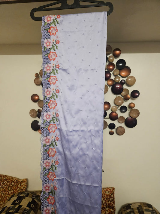 Cutwork embroidered saris in premium Satin fabric