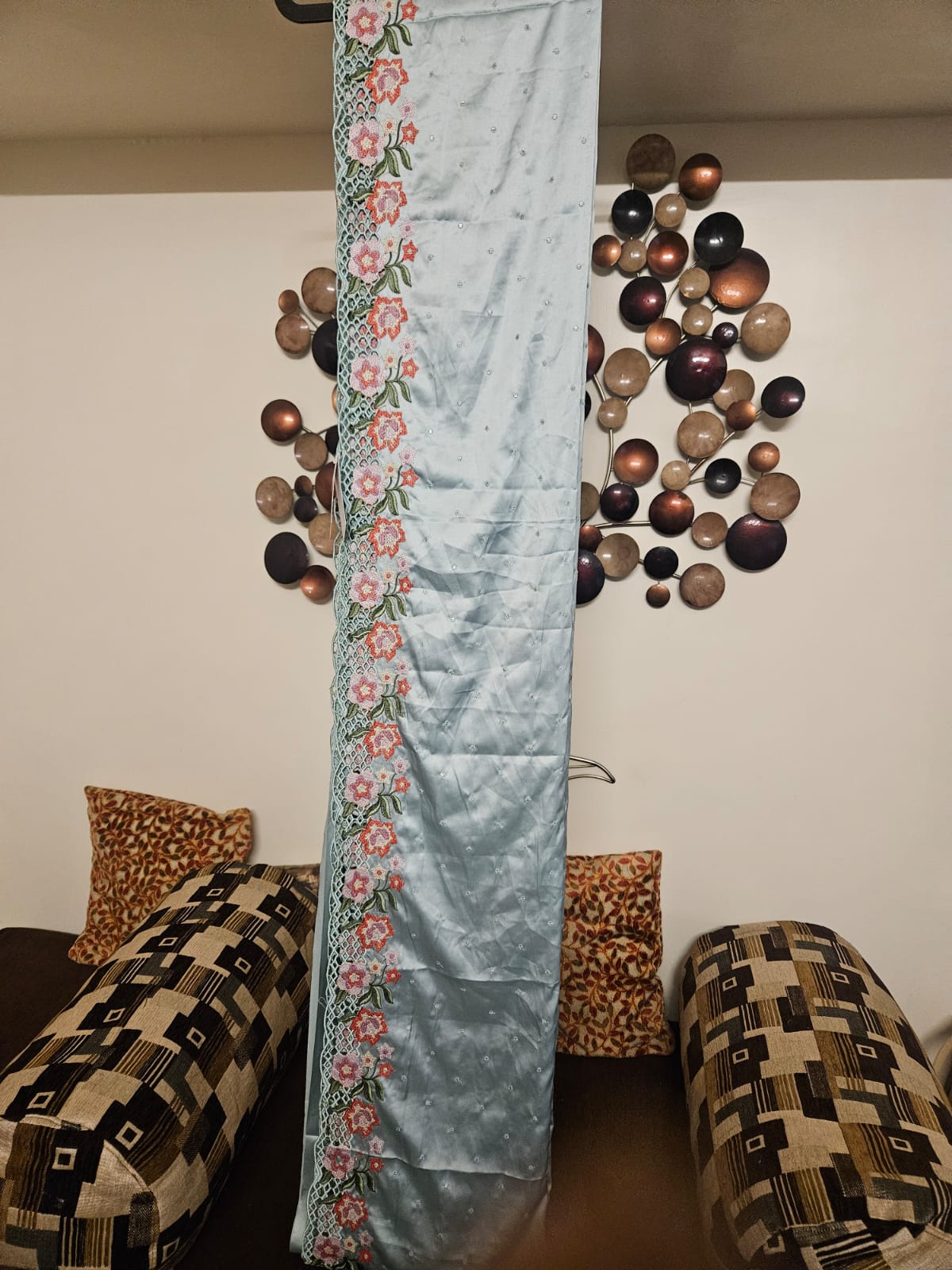 Cutwork embroidered saris in premium Satin fabric