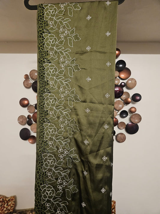 Cutwork embroidered saris in premium Satin fabric