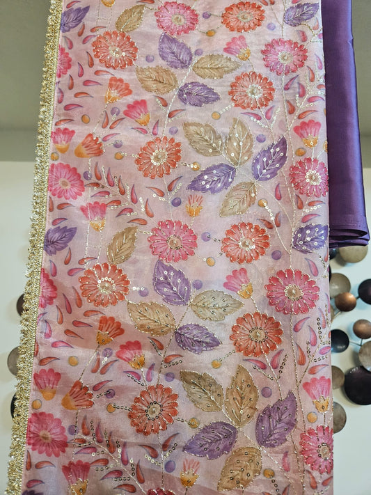 Premium Designer Wear Saree in Tissue Organza Fabric