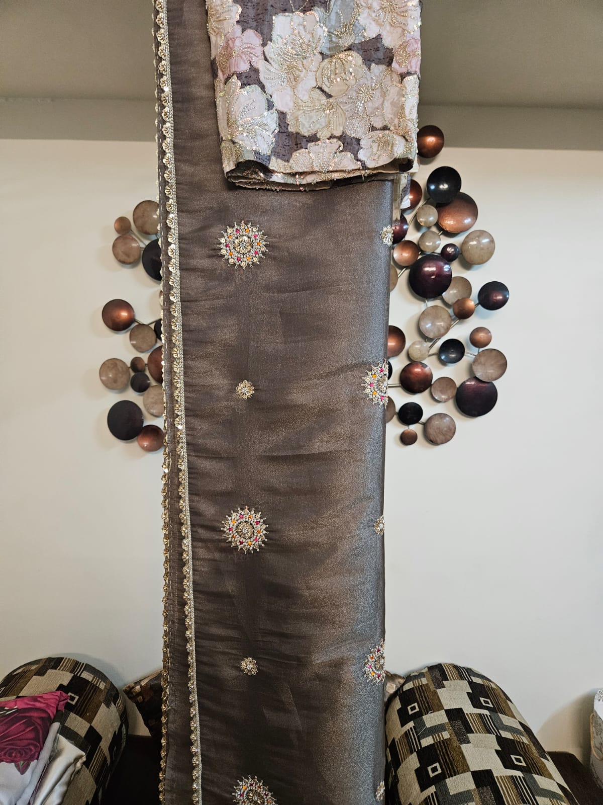 Premium Designer wear Sari with intricate sequins work and rich Designer wear Blouse