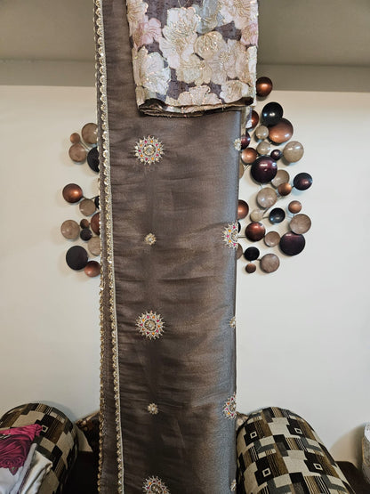 Premium Designer wear Sari with intricate sequins work and rich Designer wear Blouse