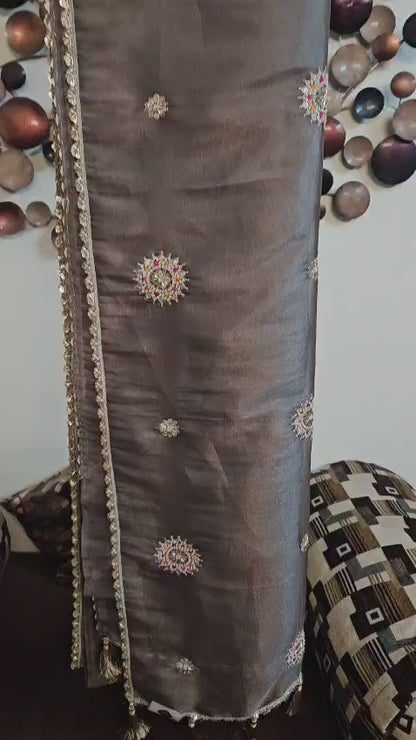 Premium Designer wear Sari with intricate sequins work and rich Designer wear Blouse