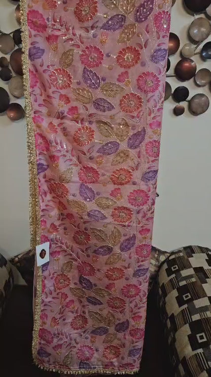 Premium Designer Wear Saree in Tissue Organza Fabric